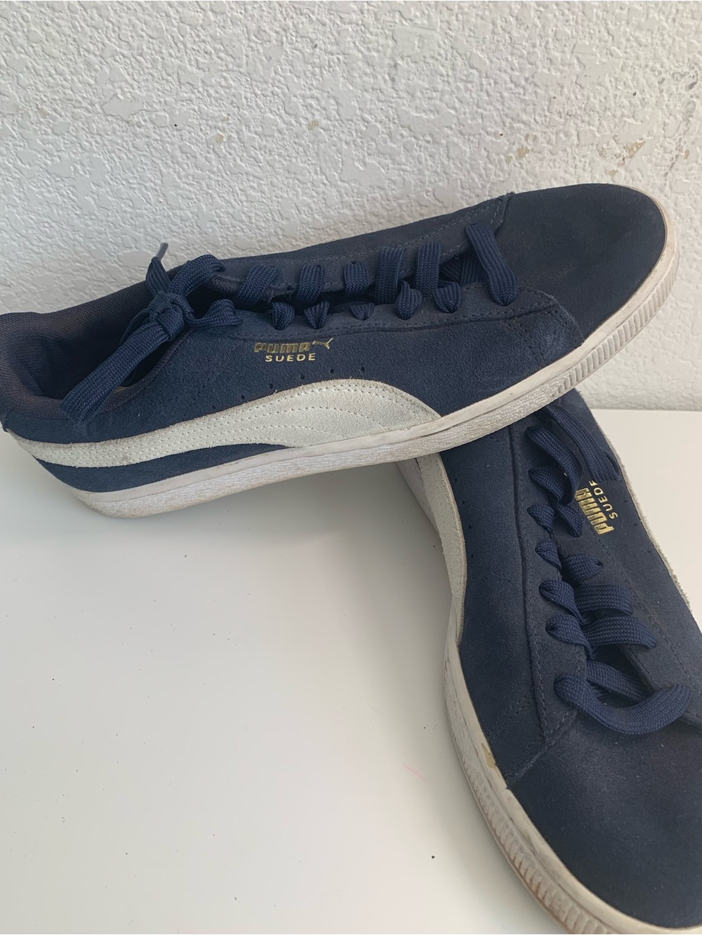 Puma Suede Navy Blue Low-Top Sneakers with White Stripe
